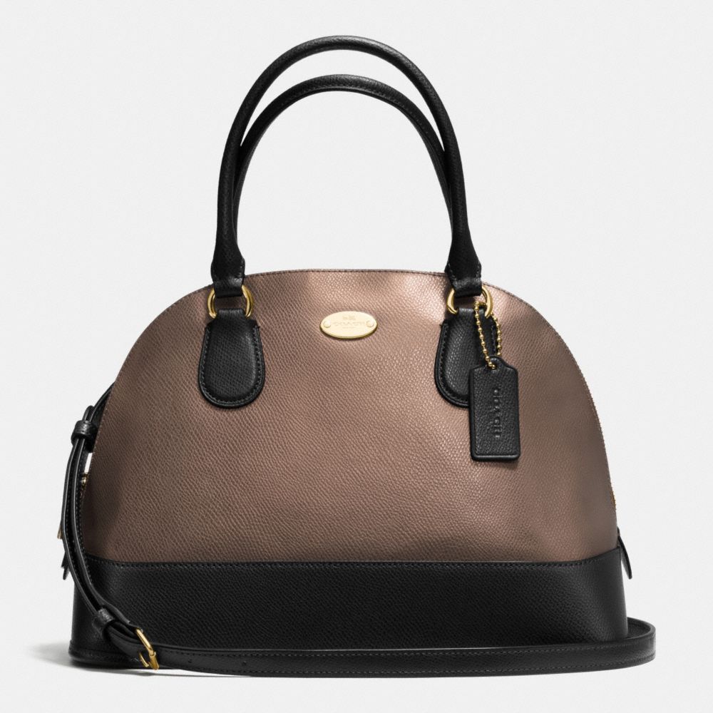 CORA DOMED SATCHEL IN BICOLOR METALLIC CROSSGRAIN LEATHER - f36057 - IME8Y