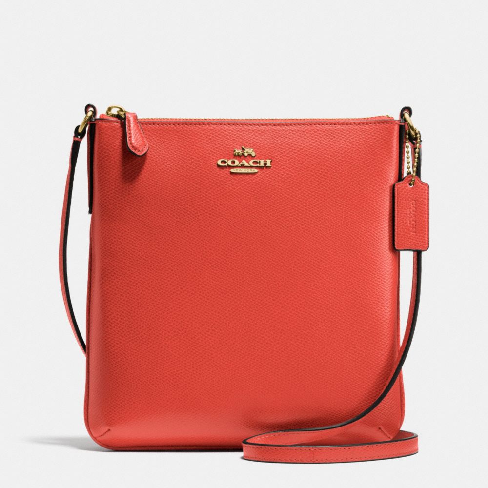 COACH NORTH/SOUTH CROSSBODY IN CROSSGRAIN LEATHER - IMITATION GOLD/CARMINE - F36063