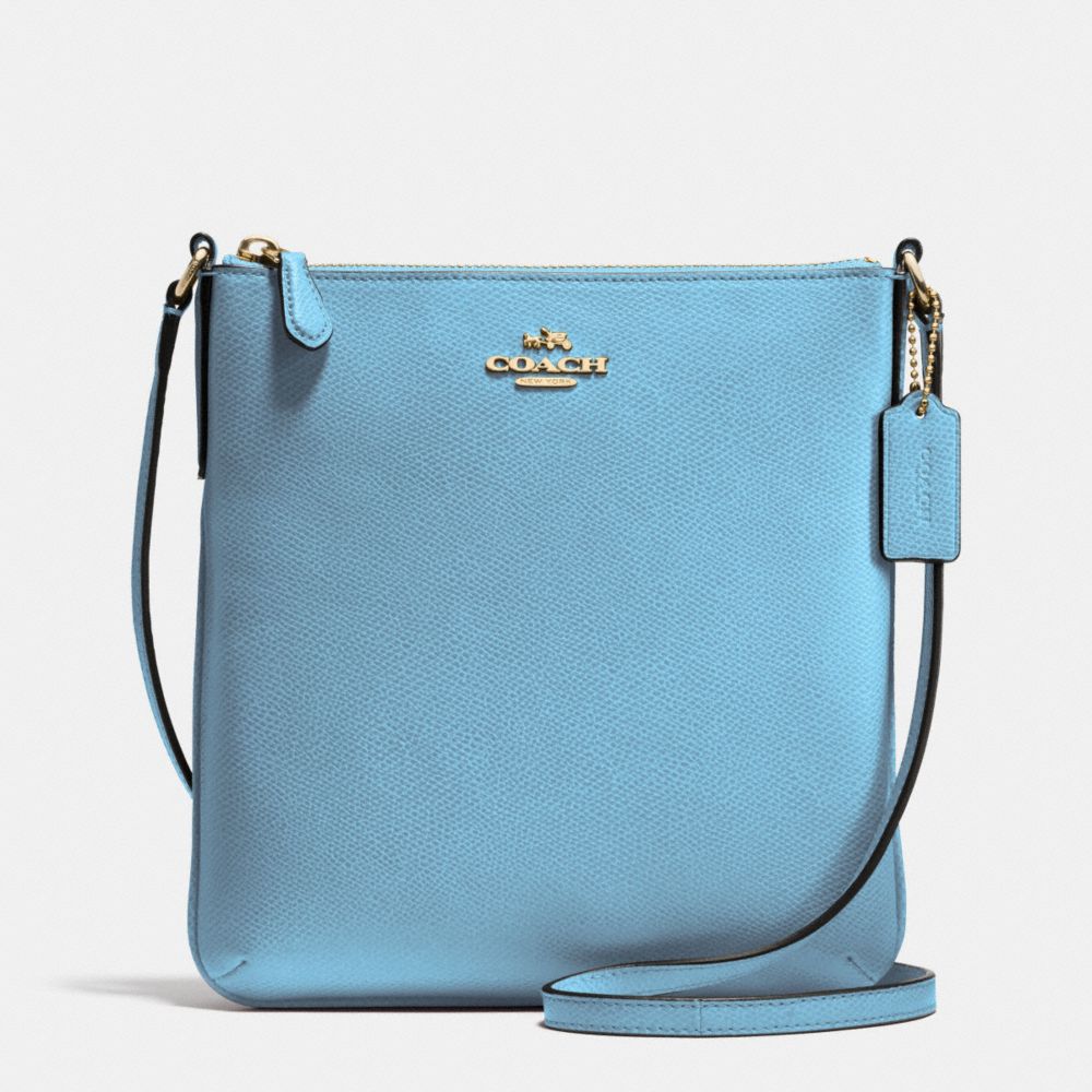 NORTH/SOUTH CROSSBODY IN CROSSGRAIN LEATHER - f36063 - IMITATION GOLD/BLUEJAY