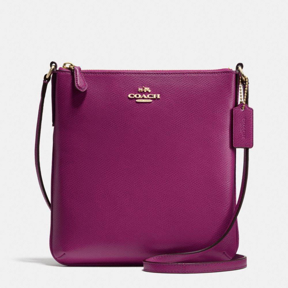 COACH F36063 North/south Crossbody In Crossgrain Leather IMITATION GOLD/FUCHSIA