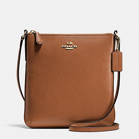 COACH F36063 NORTH/SOUTH CROSSBODY IN CROSSGRAIN LEATHER LIGHT-GOLD/SADDLE-F34493