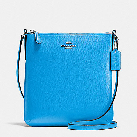 COACH F36063 NORTH/SOUTH CROSSBODY IN CROSSGRAIN LEATHER SILVER/AZURE
