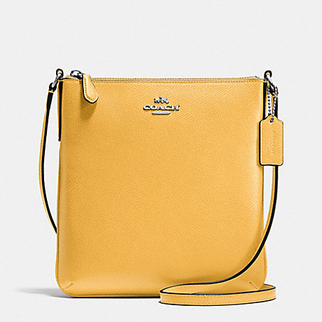 COACH F36063 NORTH/SOUTH CROSSBODY IN CROSSGRAIN LEATHER SILVER/CANARY