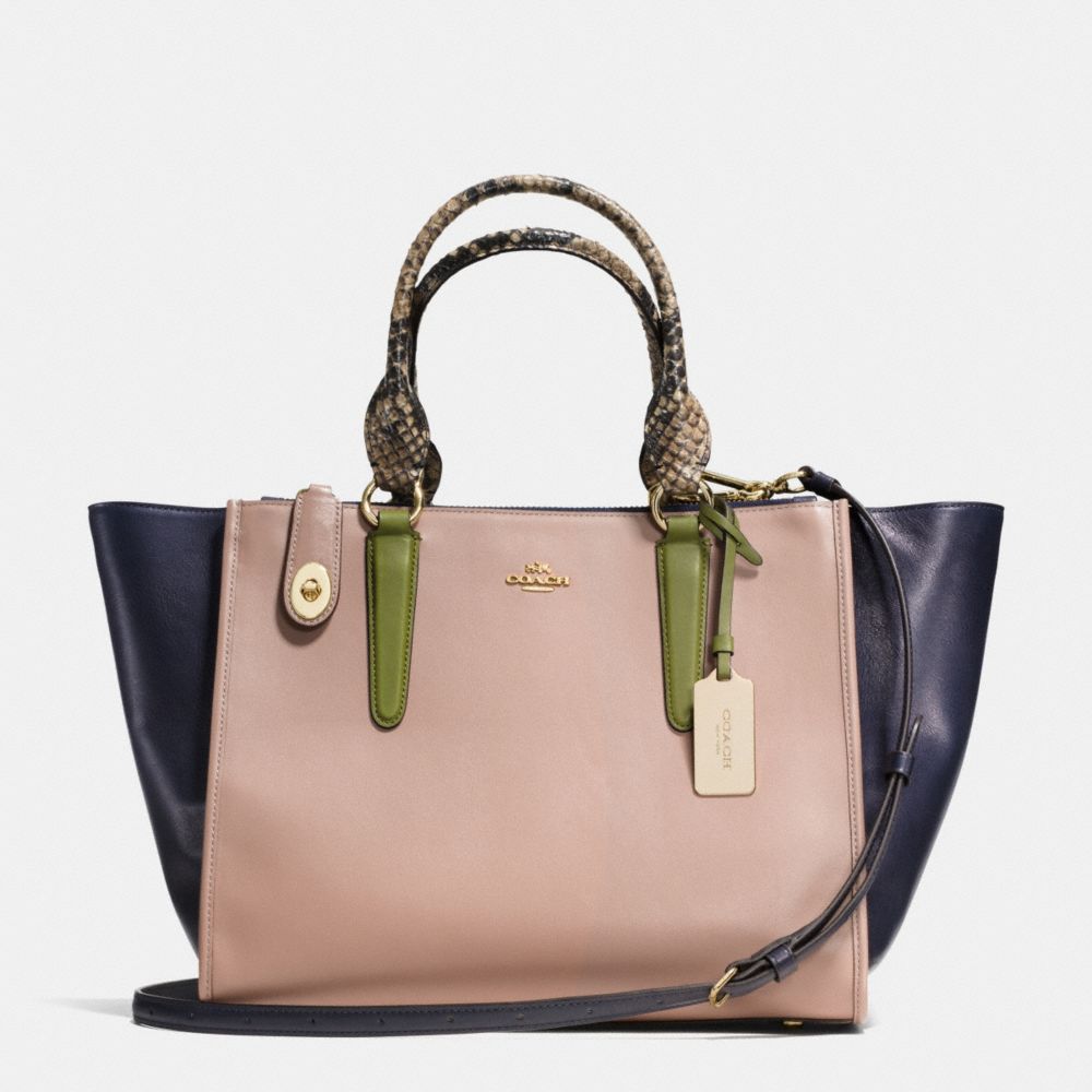 COACH F36094 - CROSBY CARRYALL IN COLORBLOCK LEATHER LIGHT GOLD/STONE