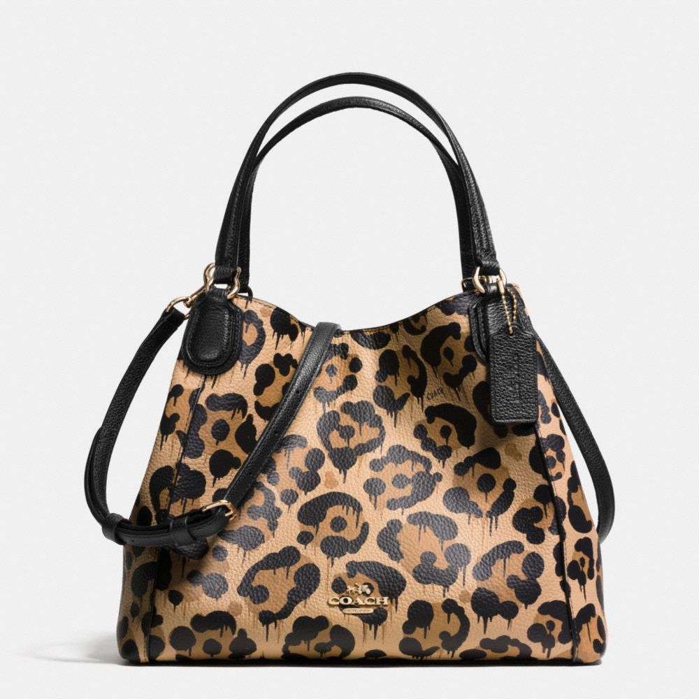 EDIE SHOULDER BAG 28 IN POLISHED PEBBLE LEATHER WITH WILD BEAST PRINT - f36102 - LIGHT GOLD/WILD BEAST