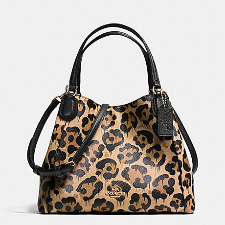 COACH F36102 EDIE SHOULDER BAG 28 IN POLISHED PEBBLE LEATHER WITH WILD BEAST PRINT LIGHT-GOLD/WILD-BEAST