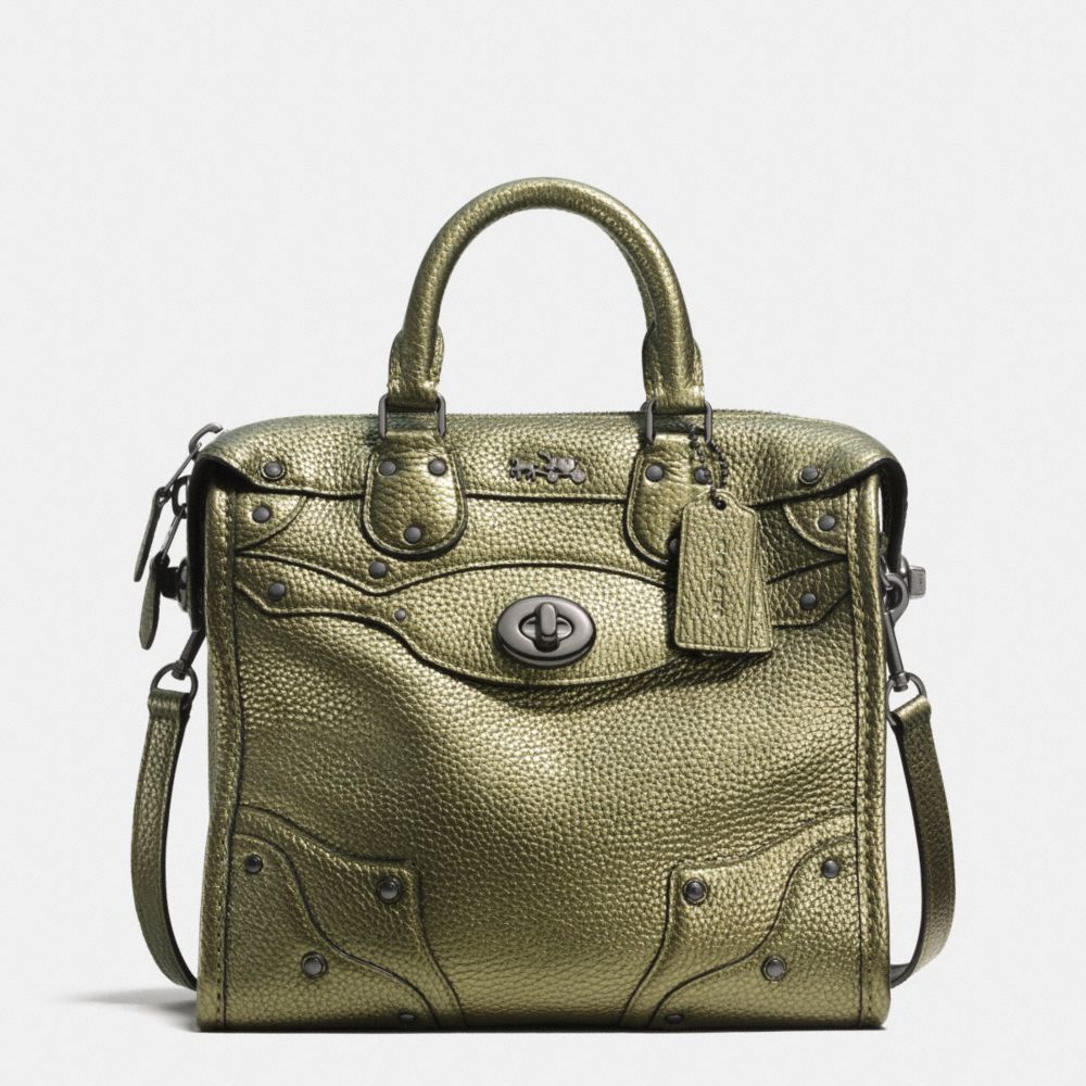 COACH MINI RHYDER 33 SATCHEL IN METALLIC PEBBLE LEATHER - QBGN9 - F36105