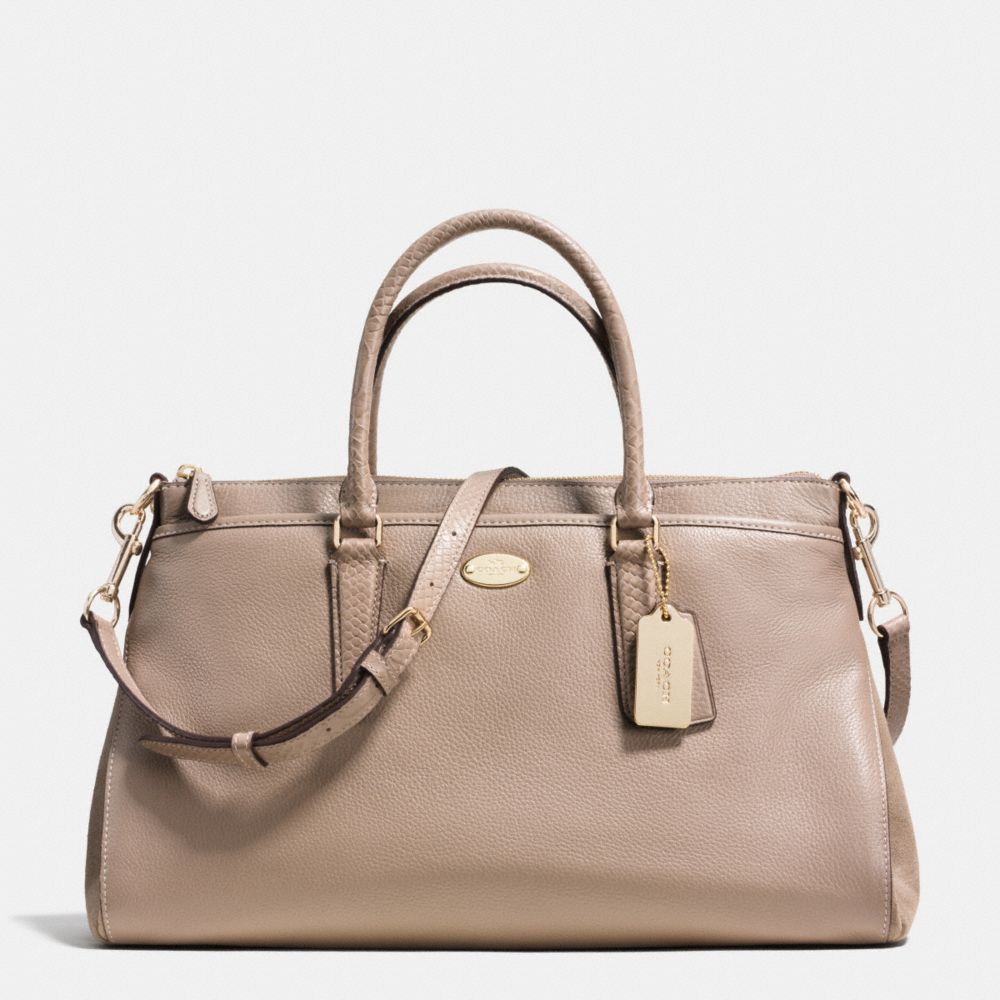MORGAN SATCHEL IN SUEDE EXOTIC TRIM LEATHER - LIGHT GOLD/STONE - COACH F36125