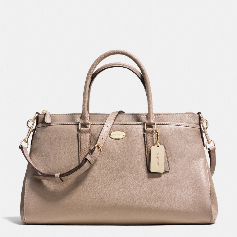 COACH MORGAN SATCHEL IN SUEDE EXOTIC TRIM LEATHER - LIGHT GOLD/STONE - F36125