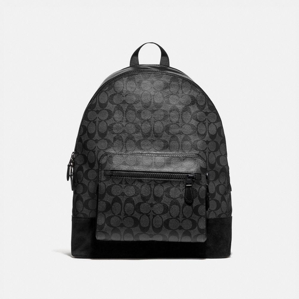 WEST BACKPACK IN SIGNATURE CANVAS - CHARCOAL/BLACK/MATTE BLACK - COACH F36137