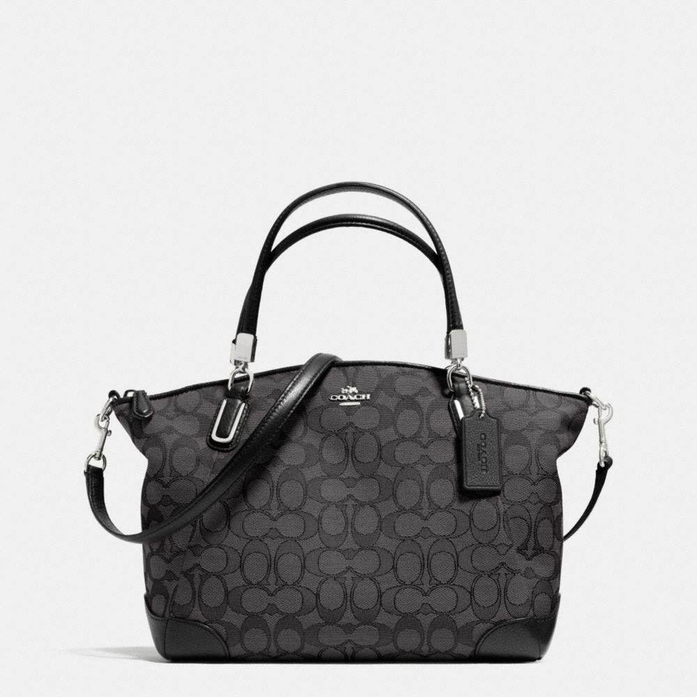 COACH f36181 SMALL KELSEY SATCHEL IN SIGNATURE WITH LEATHER TRIM  SILVER/BLACK SMOKE/BLACK