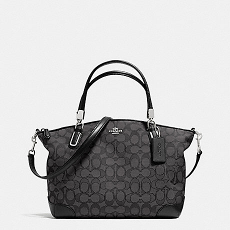 COACH SMALL KELSEY SATCHEL IN SIGNATURE WITH LEATHER TRIM -  SILVER/BLACK SMOKE/BLACK - f36181
