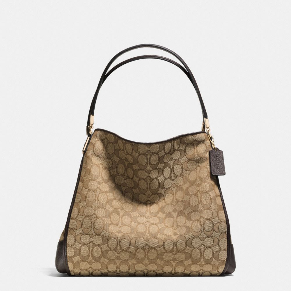 PHOEBE OUTLINE SHOULDER BAG IN SIGNATURE CANVAS - f36184 -  LIGHT GOLD/KHAKI/BROWN