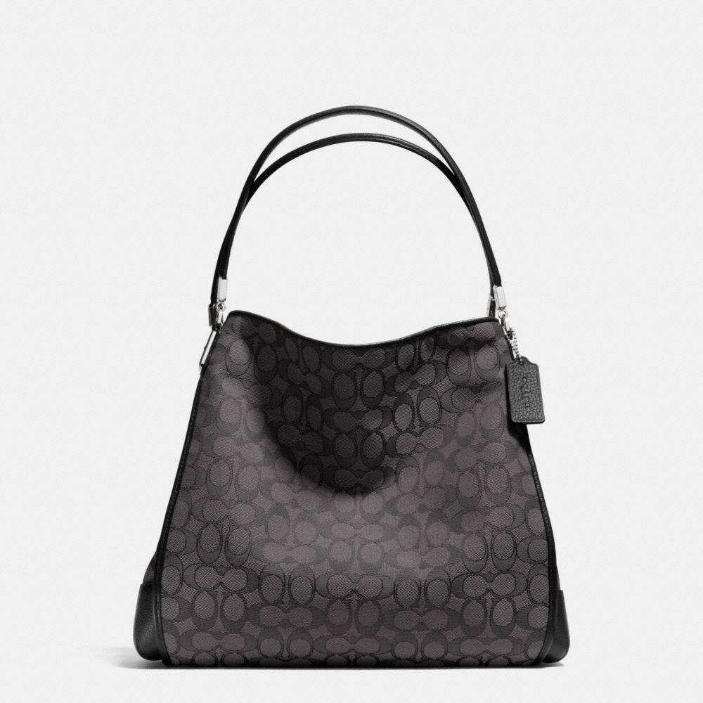 COACH f36184 PHOEBE OUTLINE SHOULDER BAG IN SIGNATURE CANVAS  SILVER/BLACK SMOKE/BLACK