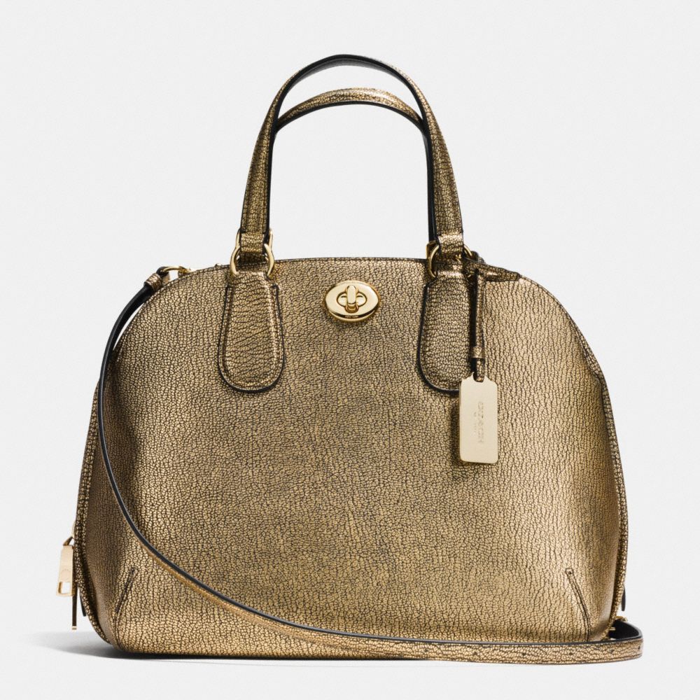 PRINCE STREET SATCHEL IN METALLIC PEBBLE LEATHER - f36190 - LIGHT GOLD/GOLD