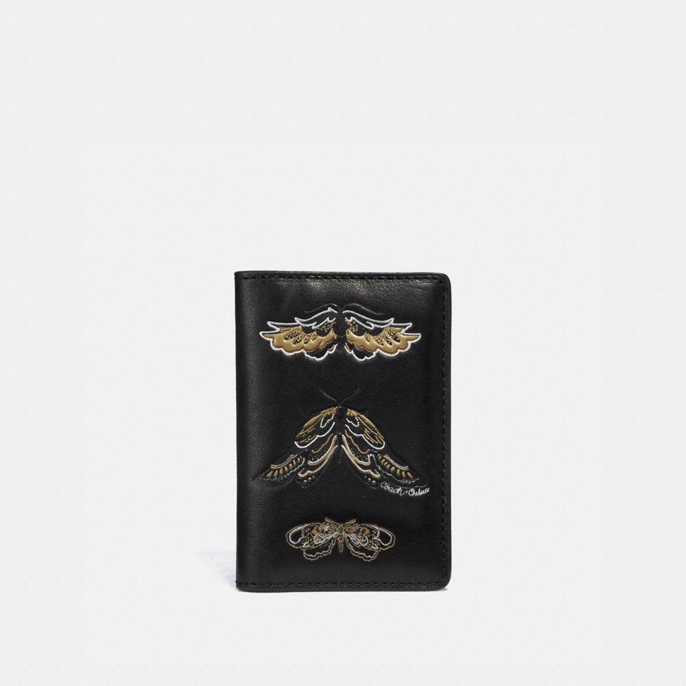 COACH CARD WALLET WITH TATTOO - BLACK - F36191