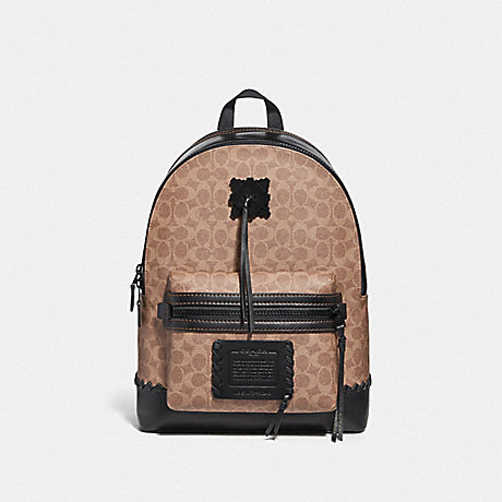 COACH F36242 ACADEMY BACKPACK IN SIGNATURE CANVAS WITH WHIPSTITCH MW/BLACK/KHAKI