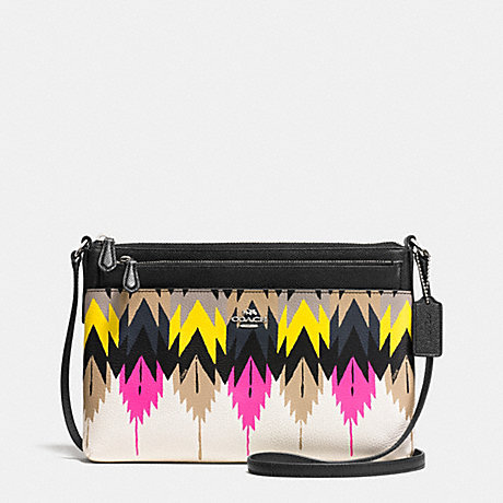 COACH SWINGPACK WITH POP-UP POUCH IN PRINTED CROSSGRAIN LEATHER - SILVER/HAWK FEATHER - f36274