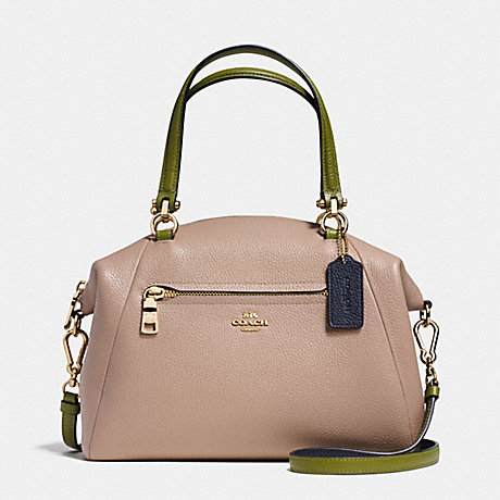 COACH F36312 PRAIRIE SATCHEL IN COLORBLOCK PEBBLE LEATHER LIGHT-GOLD/STONE