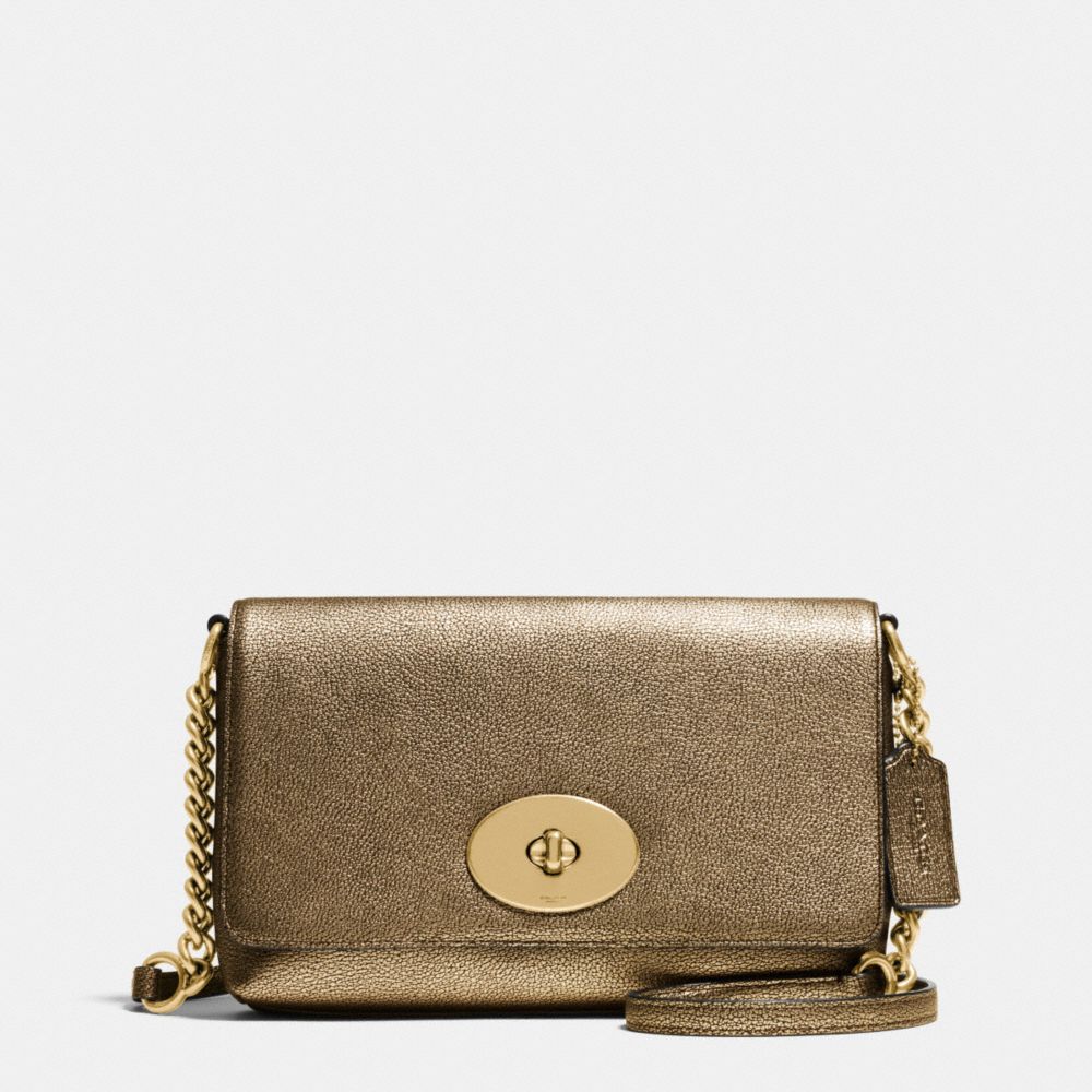 CROSSTOWN CROSSBODY IN METALLIC PEBBLE LEATHER - f36335 - LIGHT GOLD/GOLD