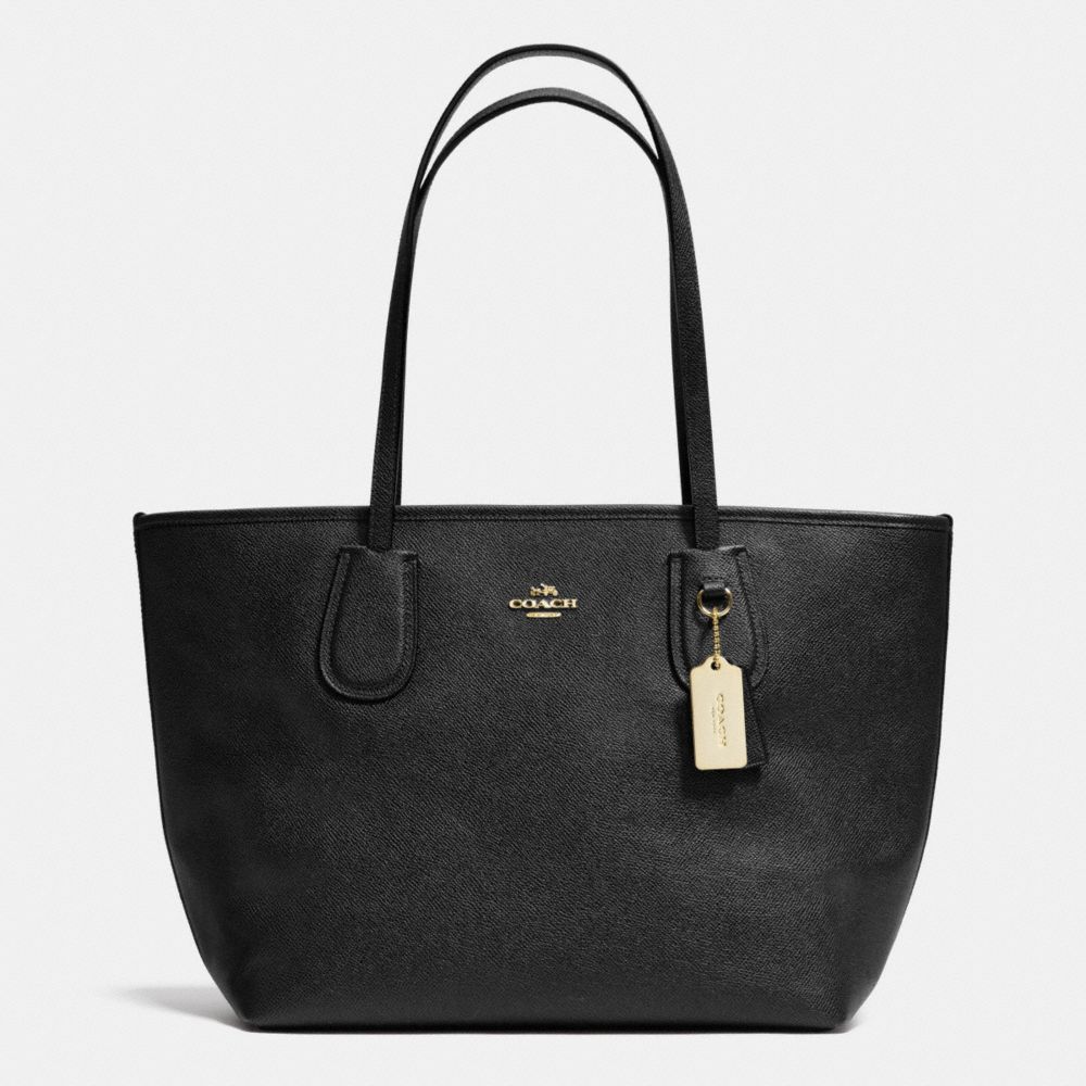 COACH TAXI ZIP TOTE IN CROSSGRAIN LEATHER - LIGHT GOLD/BLACK - COACH F36355