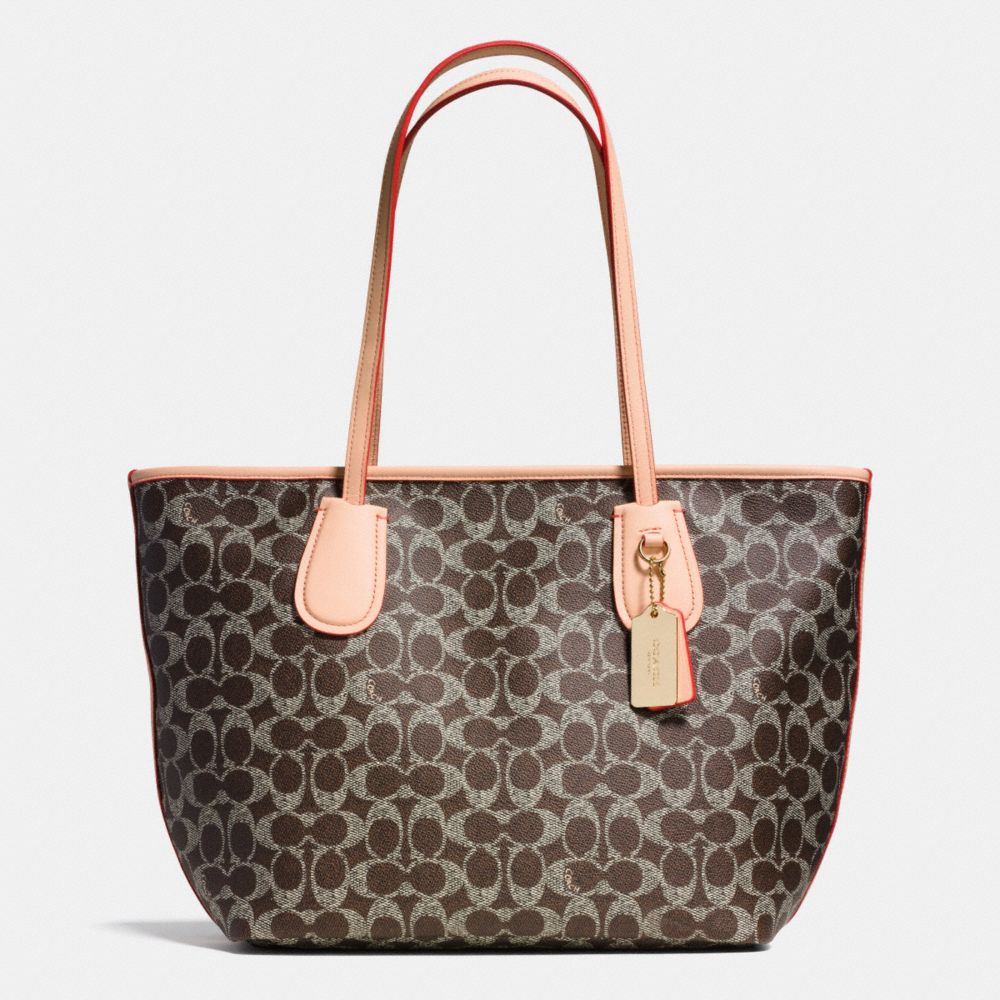 COACH TAXI ZIP TOTE IN SIGNATURE - f36359 -  LIGHT GOLD/SADDLE/APRICOT