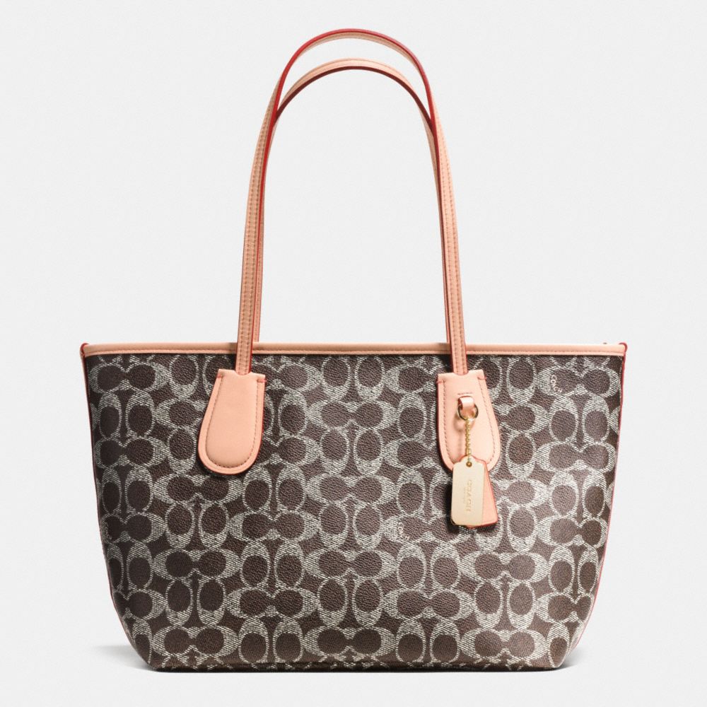 COACH F36360 COACH NEW TAXI ZIP TOTE 24 IN SIGNATURE LIGHTGOLD/SADDLE/APRICOT