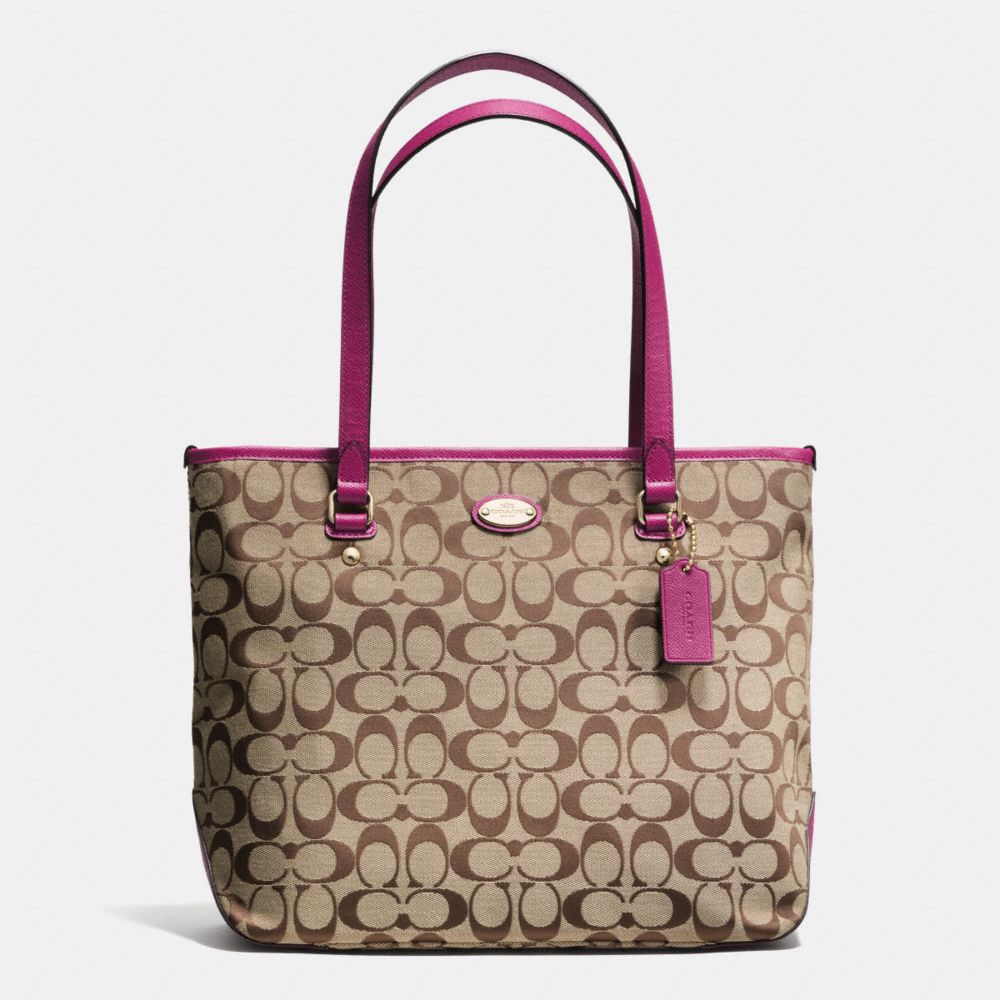 ZIP TOP TOTE IN SIGNATURE - f36375 - IMA9H