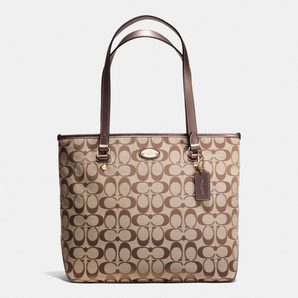 ZIP TOP TOTE IN SIGNATURE - f36375 - IMCBQ