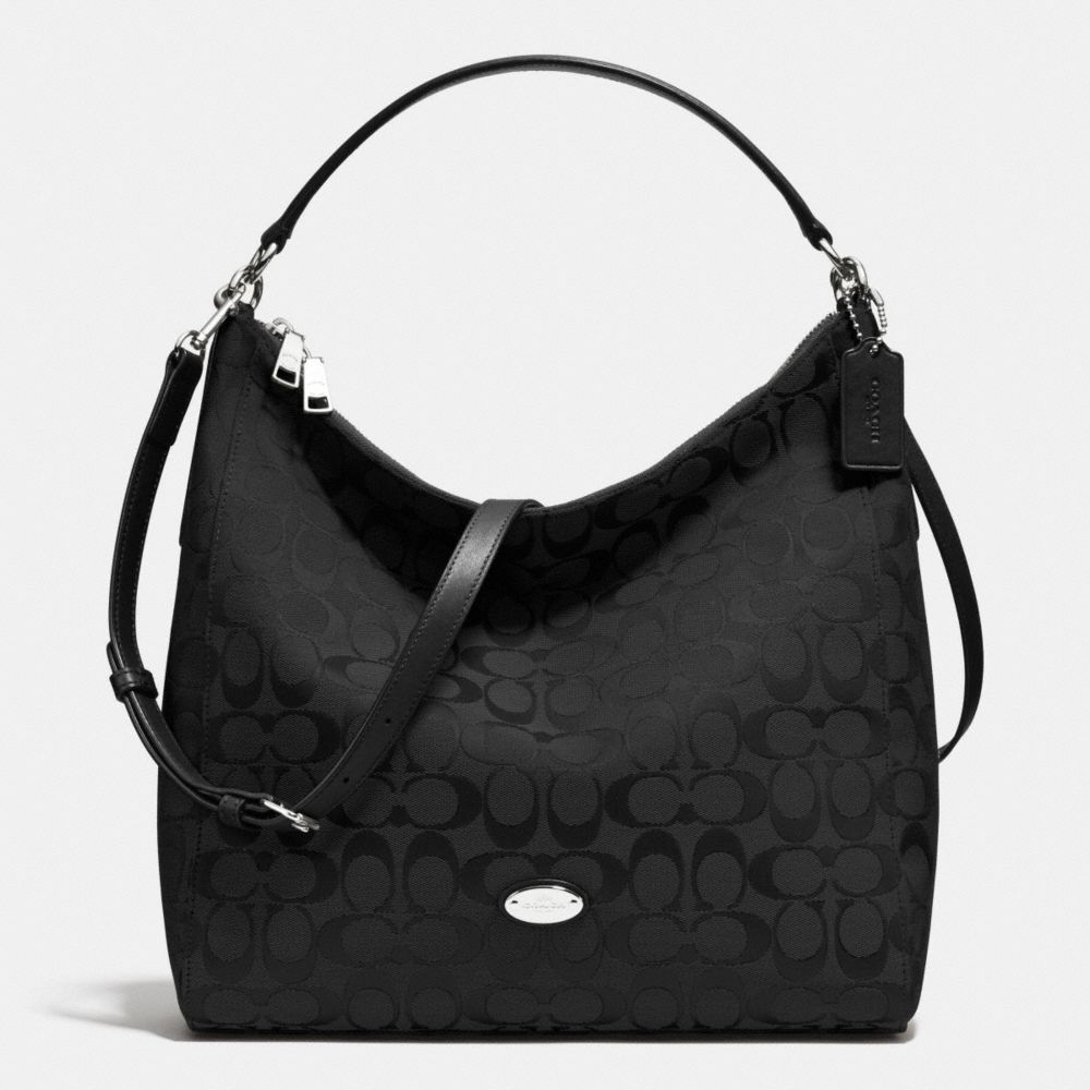 COACH F36377 Celeste Convertible Hobo In Signature Canvas  SILVER/BLACK/BLACK