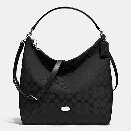 COACH F36377 CELESTE CONVERTIBLE HOBO IN SIGNATURE CANVAS -SILVER/BLACK/BLACK