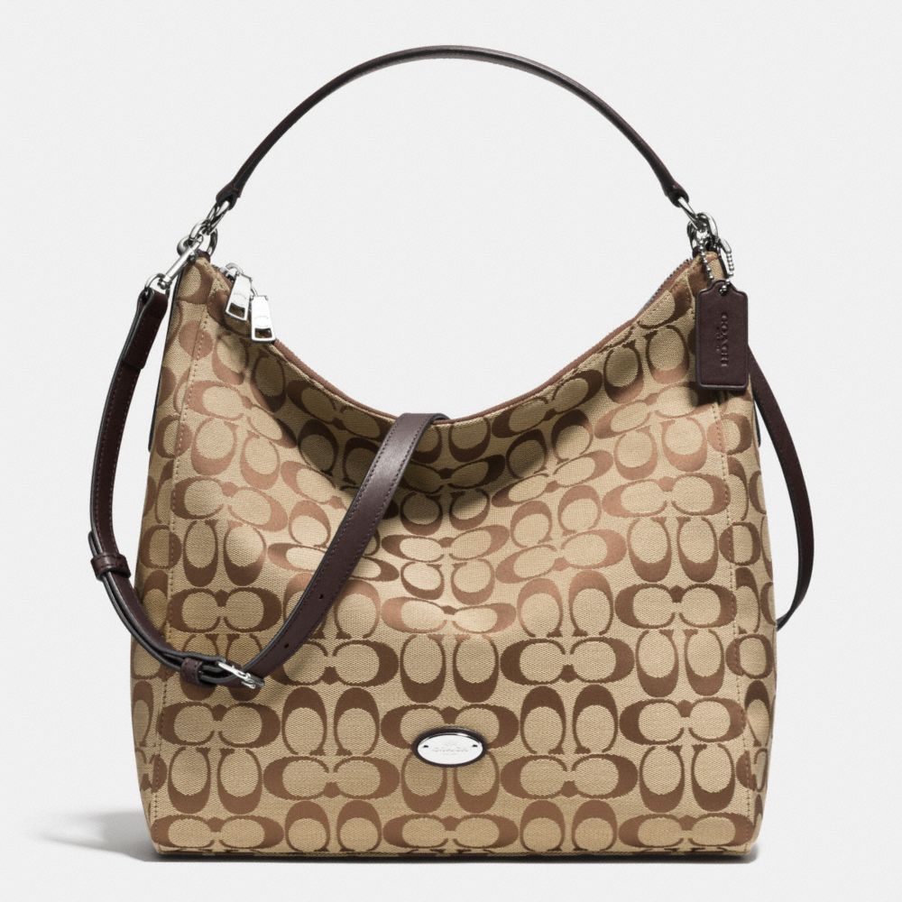 COACH F36377 Celeste Convertible Hobo In Signature Canvas  SILVER/KHAKI/MAHOGANY