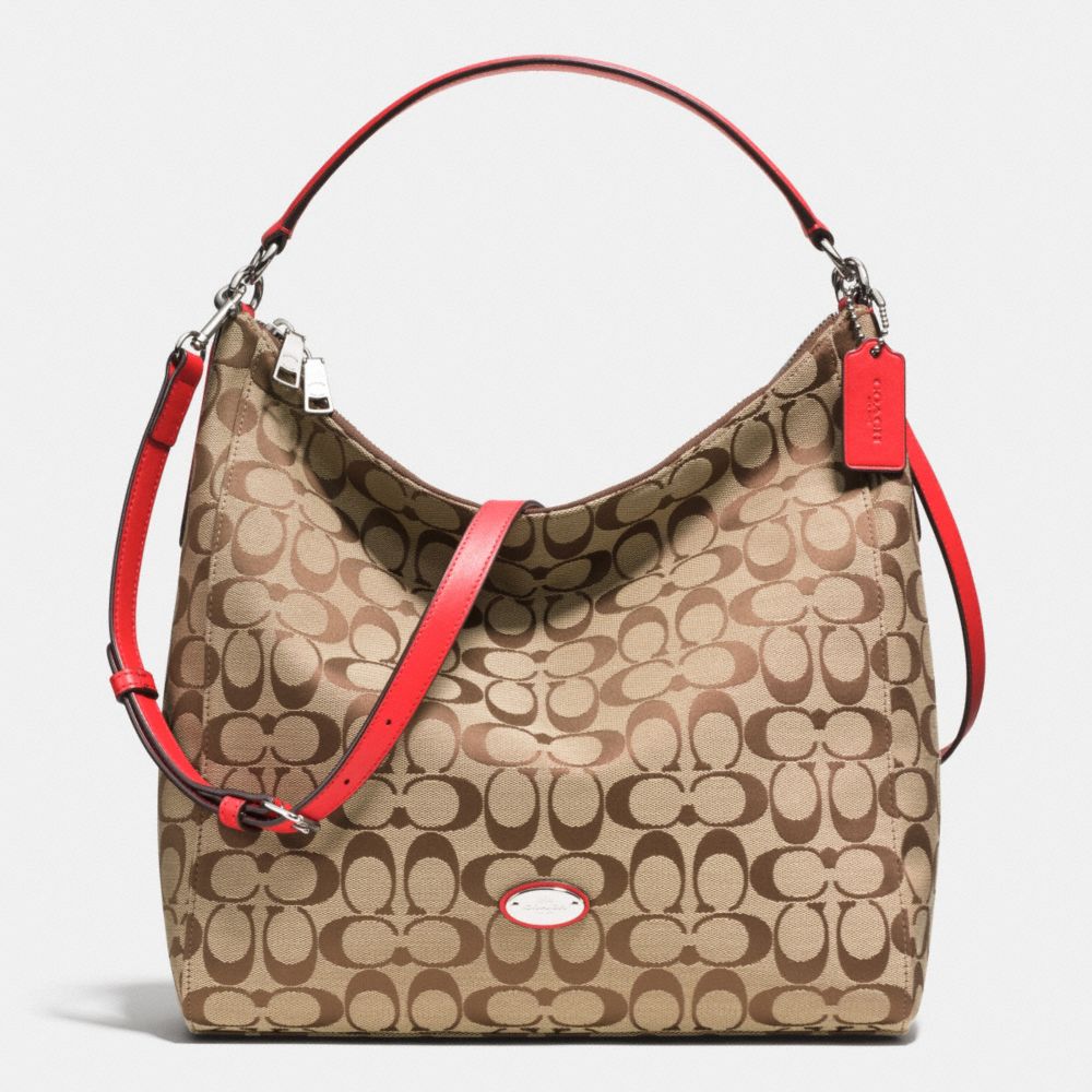 COACH CELESTE CONVERTIBLE HOBO IN SIGNATURE CANVAS - SILVER/KHAKI/CARDINAL - F36377