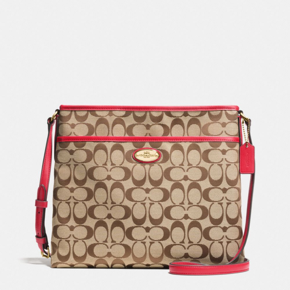 COACH F36378 - FILE BAG IN SIGNATURE IMITATION GOLD/KHAKI/CLASSIC RED