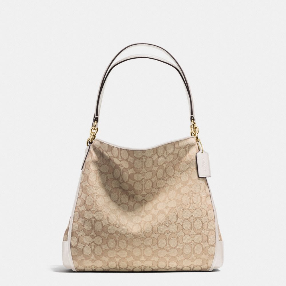 COACH F36424 PHOEBE SHOULDER BAG IN OUTLINE SIGNATURE IMITATION-GOLD/LIGHT-KHAKI/CHALK