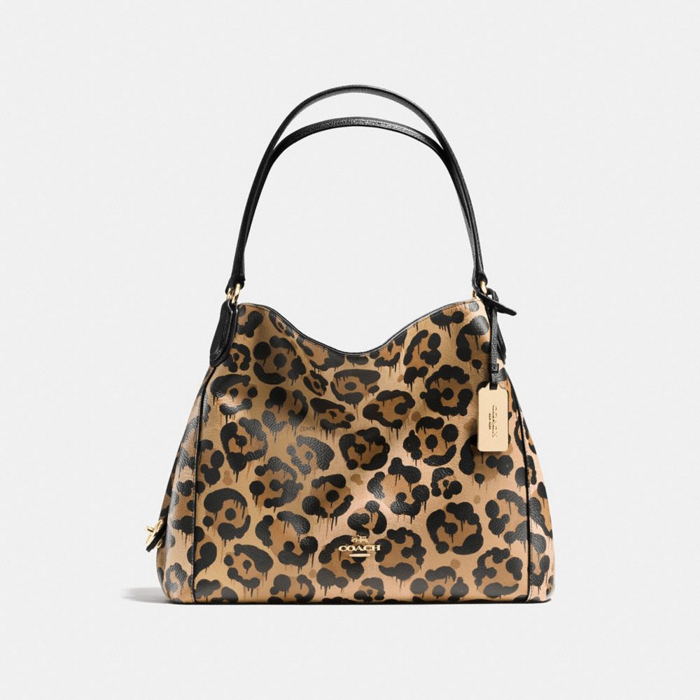 COACH F36453 - EDIE SHOULDER BAG 31 IN POLISHED PEBBLE LEATHER WITH WILD BEAST PRINT LIGHT GOLD/WILD BEAST