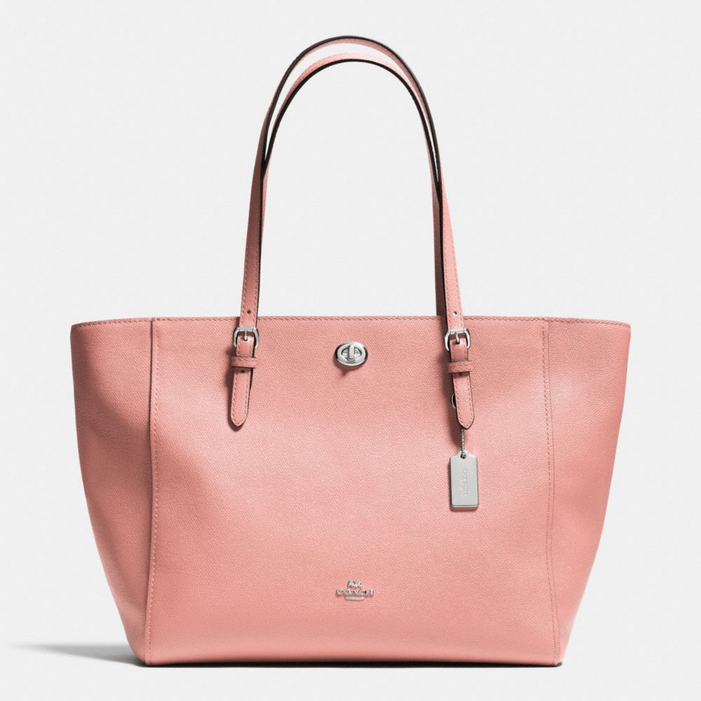 COACH F36454 Turnlock Tote In Crossgrain Leather SILVER/BLUSH