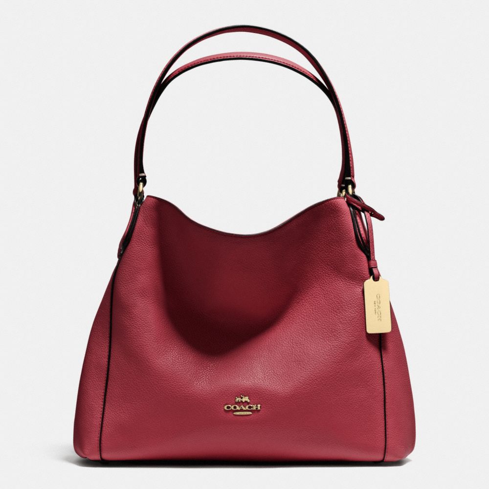 COACH F36464 - EDIE SHOULDER BAG 31 IN PEBBLE LEATHER LIGHT GOLD/BLACK CHERRY