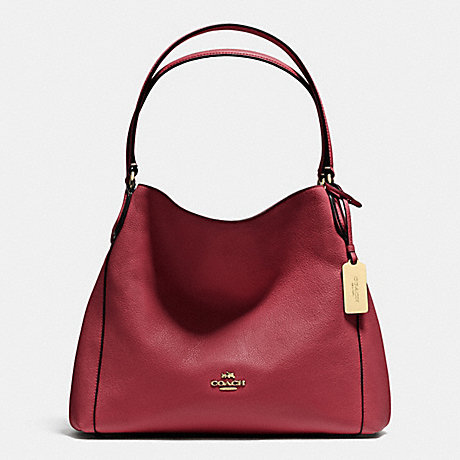 COACH F36464 EDIE SHOULDER BAG 31 IN PEBBLE LEATHER LIGHT-GOLD/BLACK-CHERRY