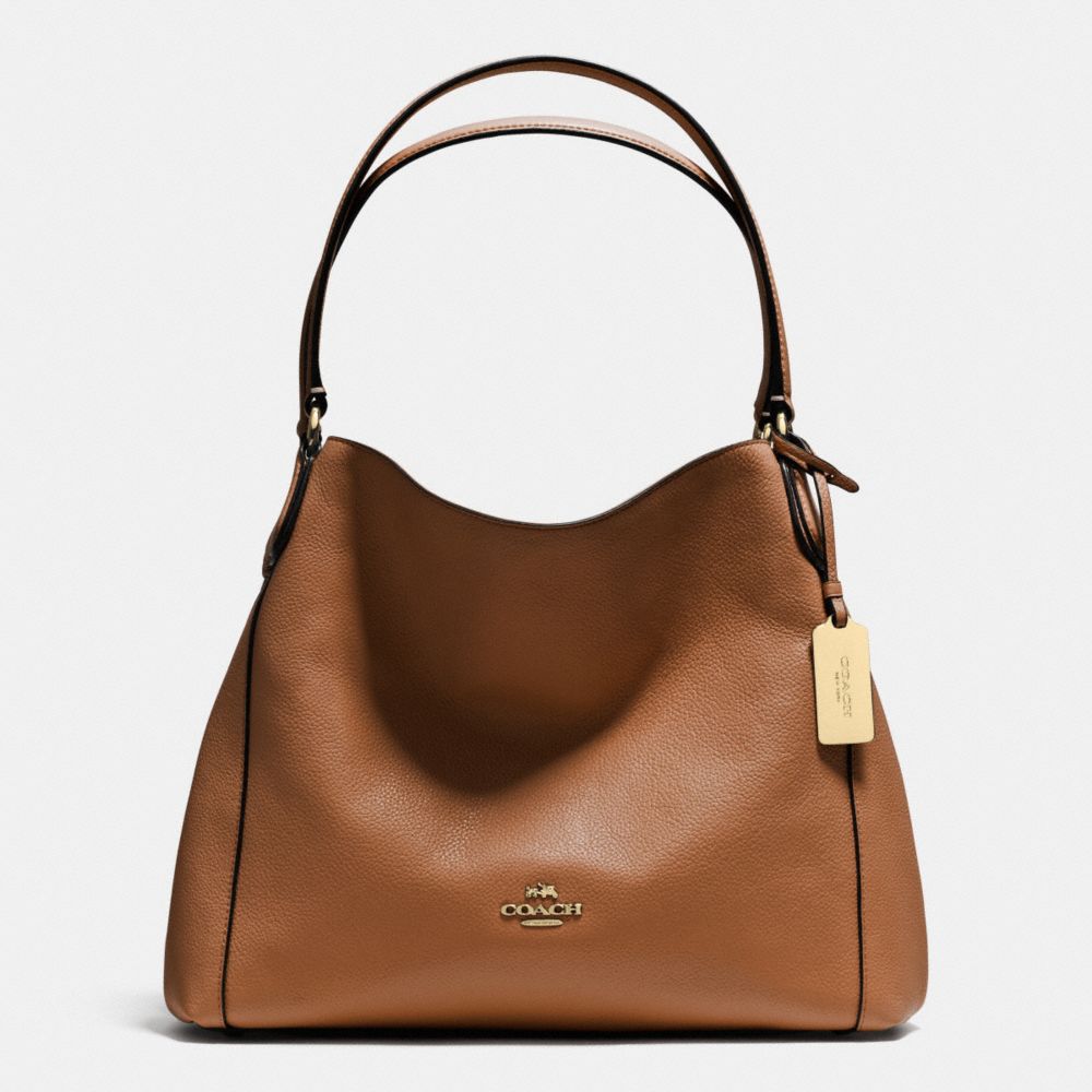 EDIE SHOULDER BAG 31 IN REFINED PEBBLE LEATHER - LIGHT GOLD/SADDLE - COACH F36464