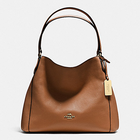 COACH EDIE SHOULDER BAG 31 IN REFINED PEBBLE LEATHER - LIGHT GOLD/SADDLE - f36464