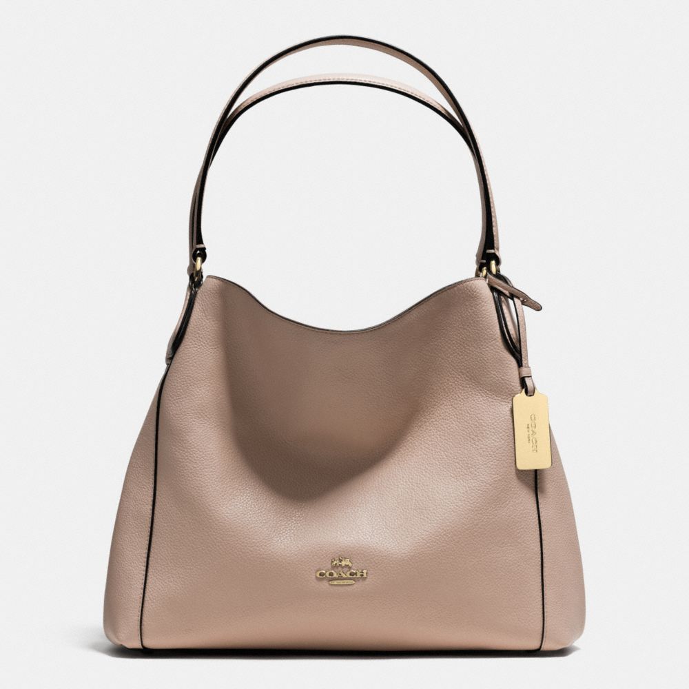 COACH EDIE SHOULDER BAG 31 IN REFINED PEBBLE LEATHER - LIGHT GOLD/STONE - F36464