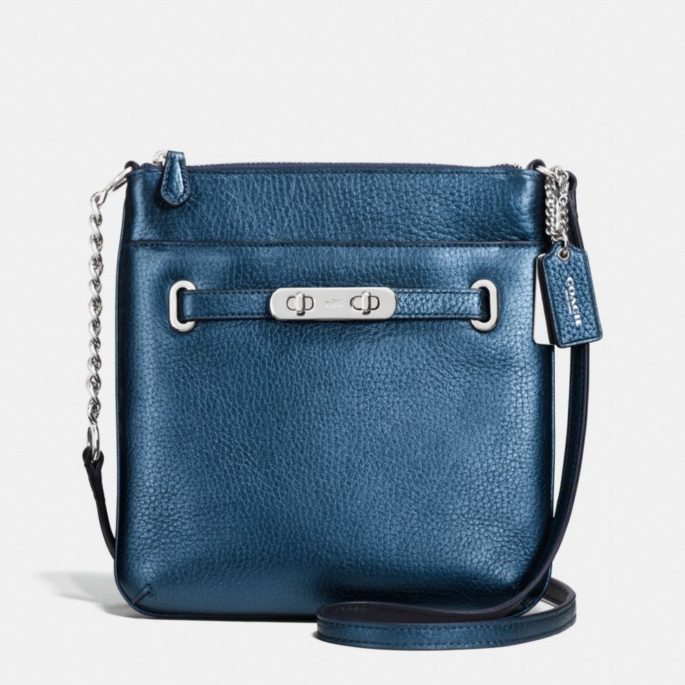 COACH F36502 - COACH SWAGGER SWINGPACK IN METALLIC PEBBLE LEATHER SILVER/METALLIC BLUE