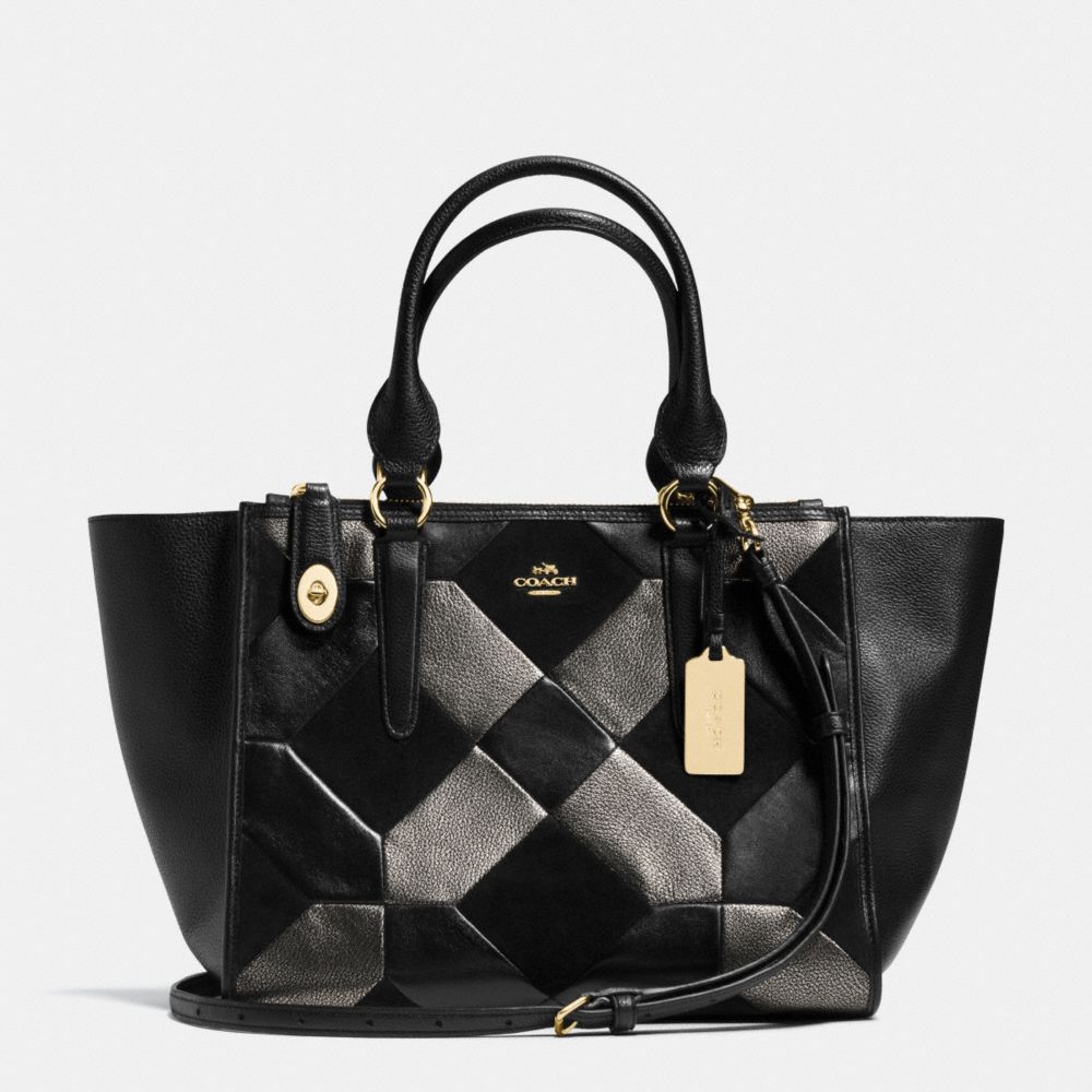 COACH F36531 - CROSBY CARRYALL IN PATCHWORK LEATHER LIGHT GOLD/BLACK