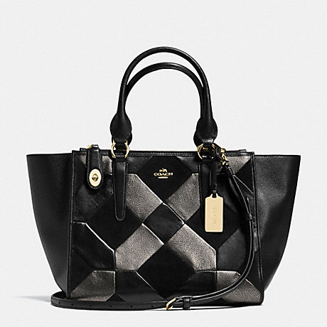 COACH F36531 CROSBY CARRYALL IN PATCHWORK LEATHER LIGHT-GOLD/BLACK