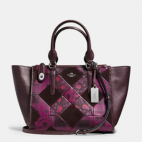 COACH f36531 CROSBY CARRYALL IN PATCHWORK LEATHER LIGHT GOLD/MOSS