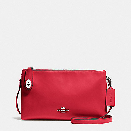 COACH f36552 CROSBY CROSSBODY IN CALF LEATHER SILVER/TRUE RED