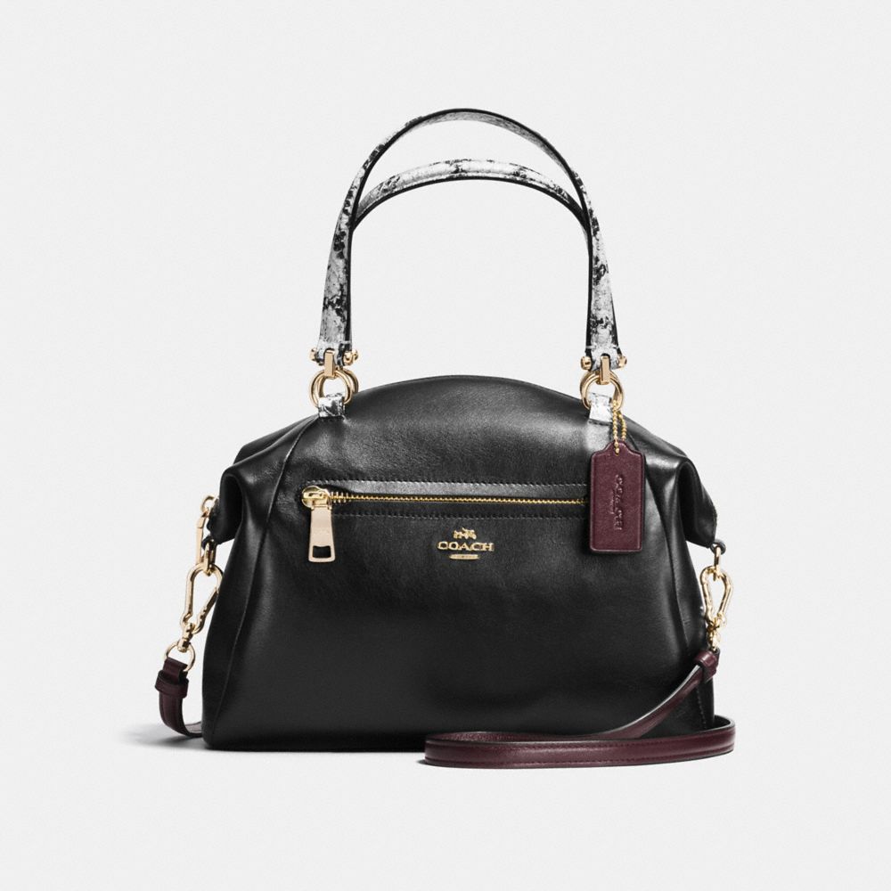 COACH F36553 Prairie Satchel In Colorblock Exotic Embossed Leather LIGHT GOLD/BLACK
