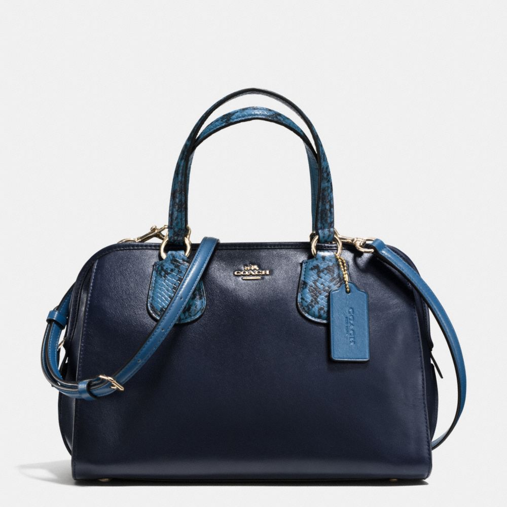 COACH NOLITA SATCHEL IN COLORBLOCK EXOTIC EMBOSSED LEATHER - LIGHT GOLD/NAVY - F36583