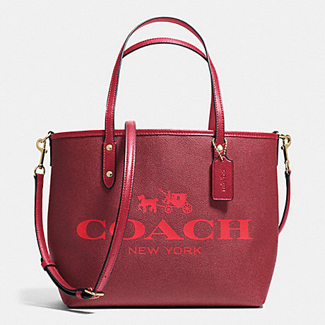 COACH SMALL METRO TOTE IN COATED CANVAS - IMITATION GOLD/RED - f36588